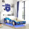 Gyerekágy LED SHERIFF matraccal és világítással 140x70 ágy - Kék LED SHERIFF matraccal és világítással 140x70 ágy
