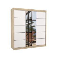 Tolóajtós gardrób Biztonsági tükrös tolóajtós szekrény BERGEN 200 - Sonoma Sonoma