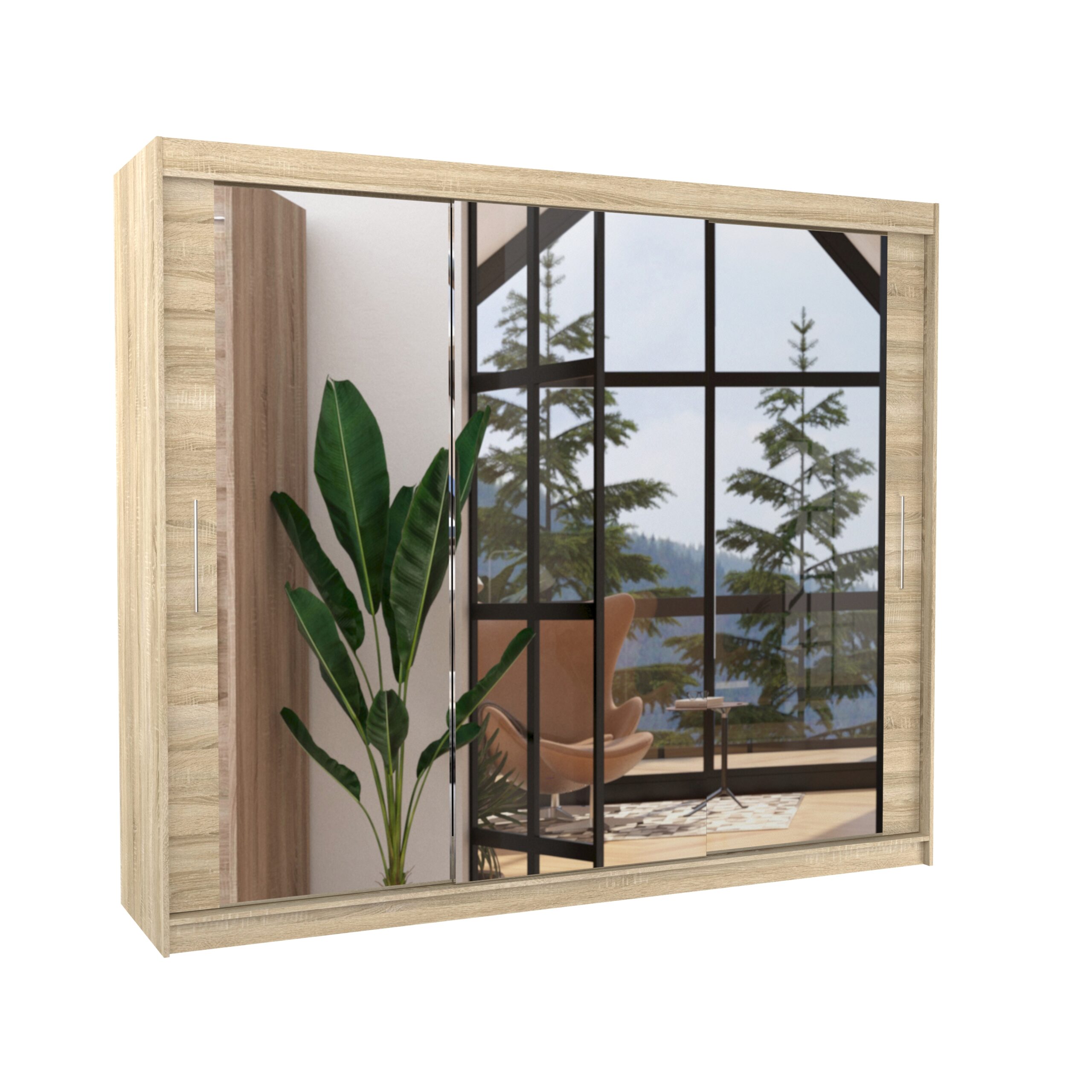 Tolóajtós gardrób Tükrös tolóajtós szekrény CHESTER 250 - Sonoma Tolóajtós gardrób Tükrös tolóajtós szekrény CHESTER 250 - Sonoma - Image 3