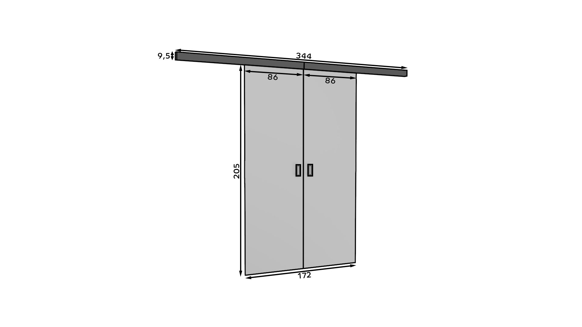 TOPPO 160 kétszárnyú falra szerelhető tolóajtó - Sonoma TOPPO 160 kétszárnyú falra szerelhető tolóajtó - Sonoma - Image 3