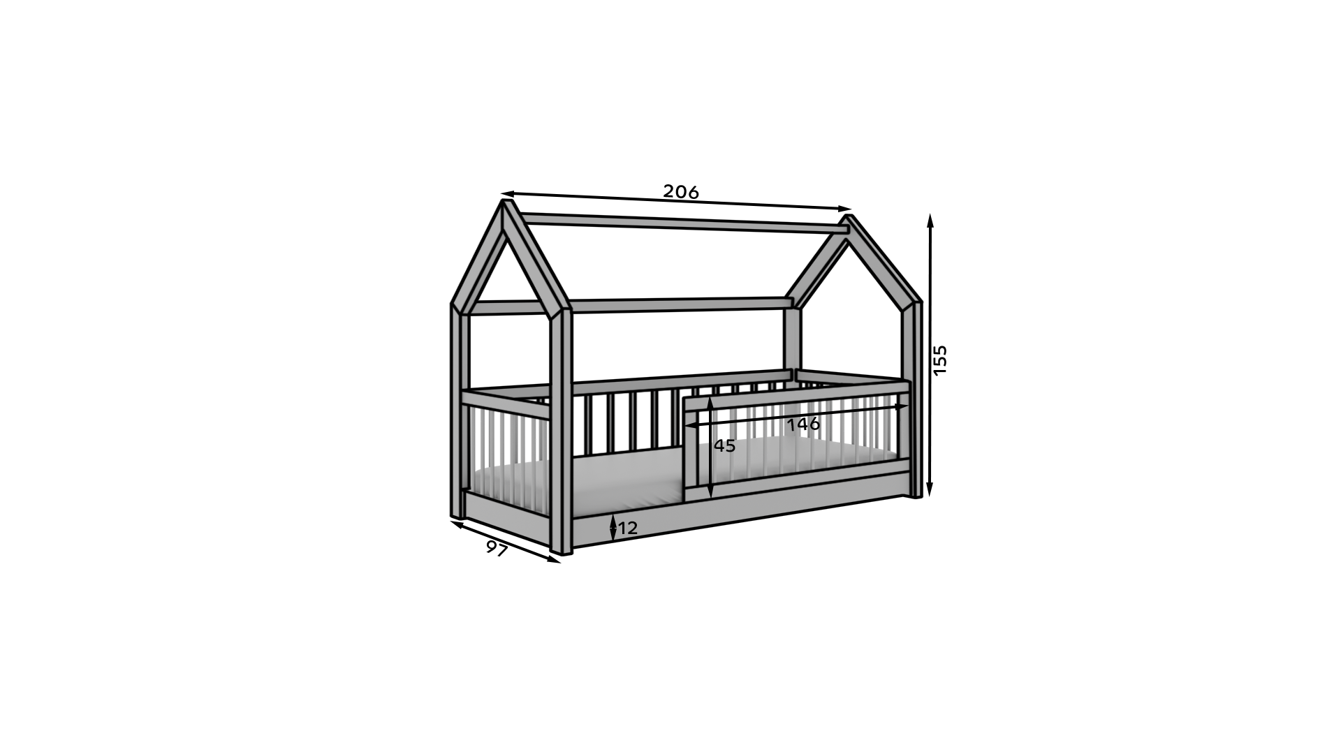 Gyermekágy Graja kunyhó ágy matraccal - Fenyő Gyermekágy Graja kunyhó ágy matraccal - Fenyő - Image 4