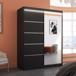 Tükörrel és LED világítással ellátott tolóajtós szekrény LIMBO 150