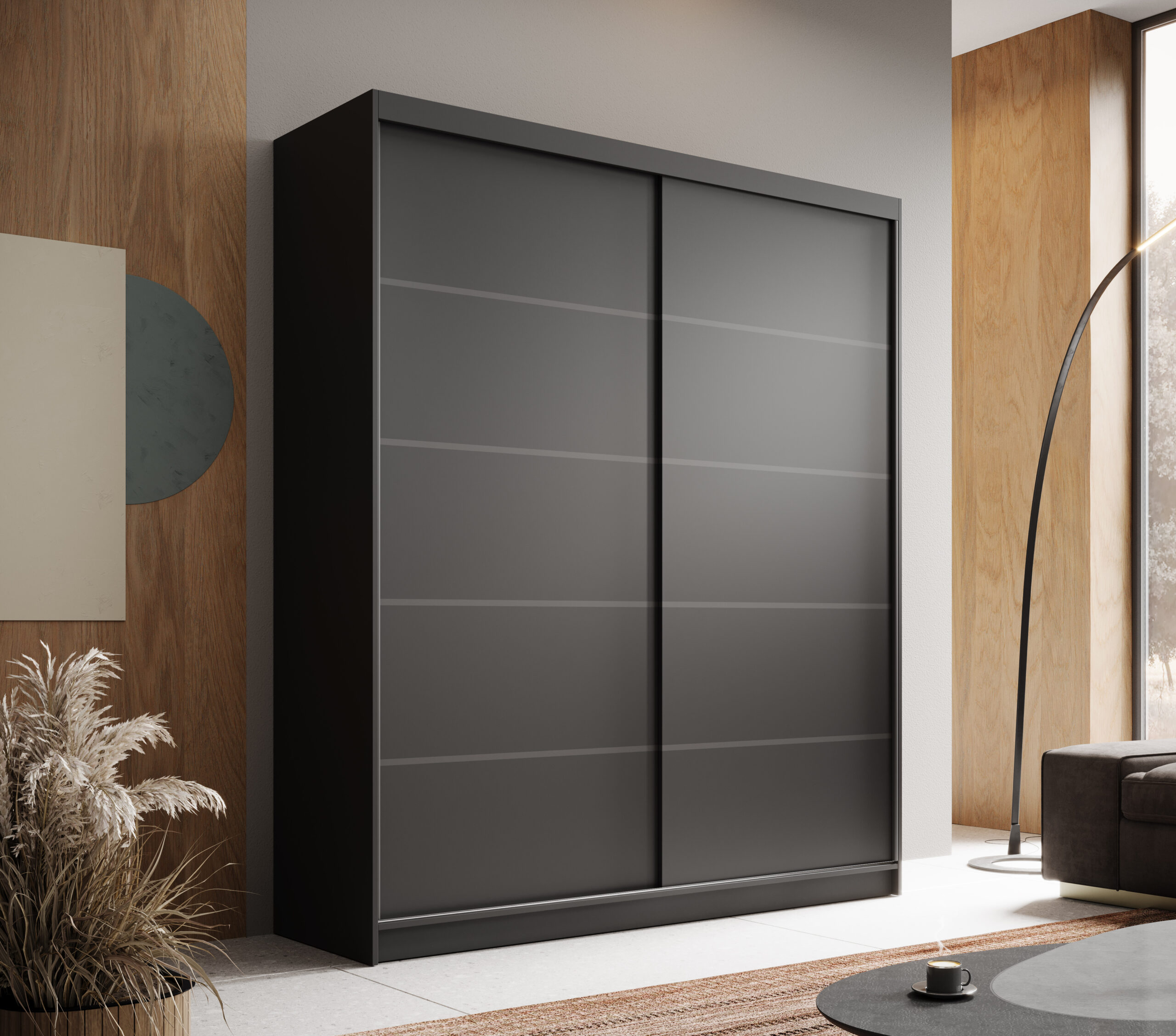 Tolóajtós gardrób Tolóajtós szekrény Hannah 180 - Fekete Fekete