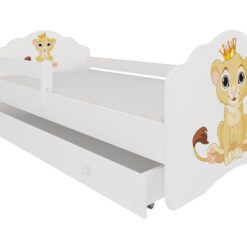 Gyerekágy Ágy matraccal, korláttal és fiókkal CASIMO LION 140x70 - Fehér korláttal és fiókkal CASIMO LION 140x70