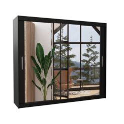 Tolóajtós gardrób Tükrös tolóajtós szekrény CHESTER 250 - Fekete