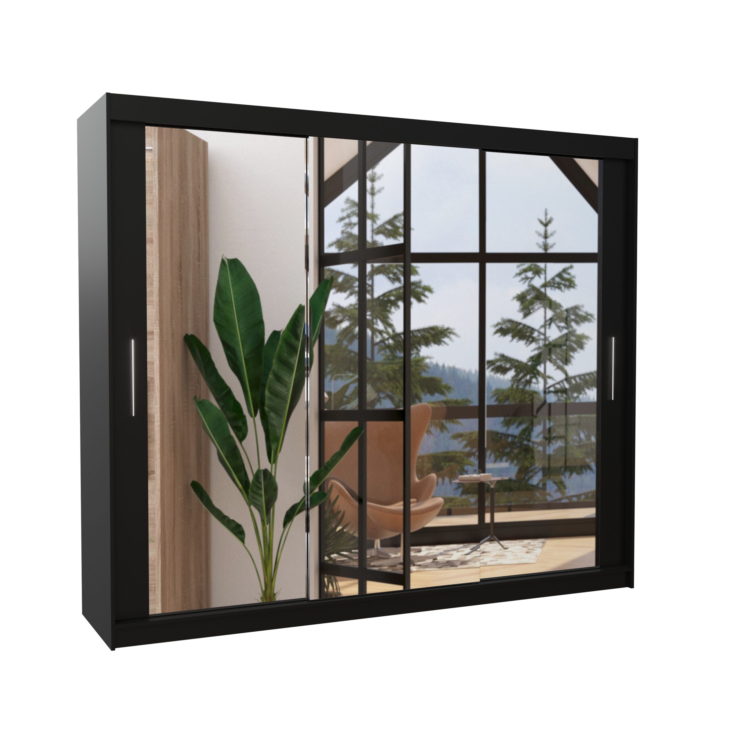 Tolóajtós gardrób Tükrös tolóajtós szekrény CHESTER 250 - Fekete Tolóajtós gardrób Tükrös tolóajtós szekrény CHESTER 250 - Fekete - Image 3