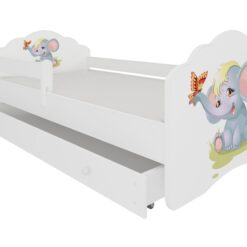 Gyerekágy Ágy matraccal, korláttal és fiókkal CASIMO ELEPHANT 160x80 - Fehér korláttal és fiókkal CASIMO ELEPHANT 160x80