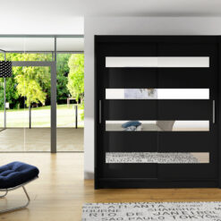 Tolóajtós gardrób Tolóajtós szekrény BALTIC 150 - Fekete Fekete