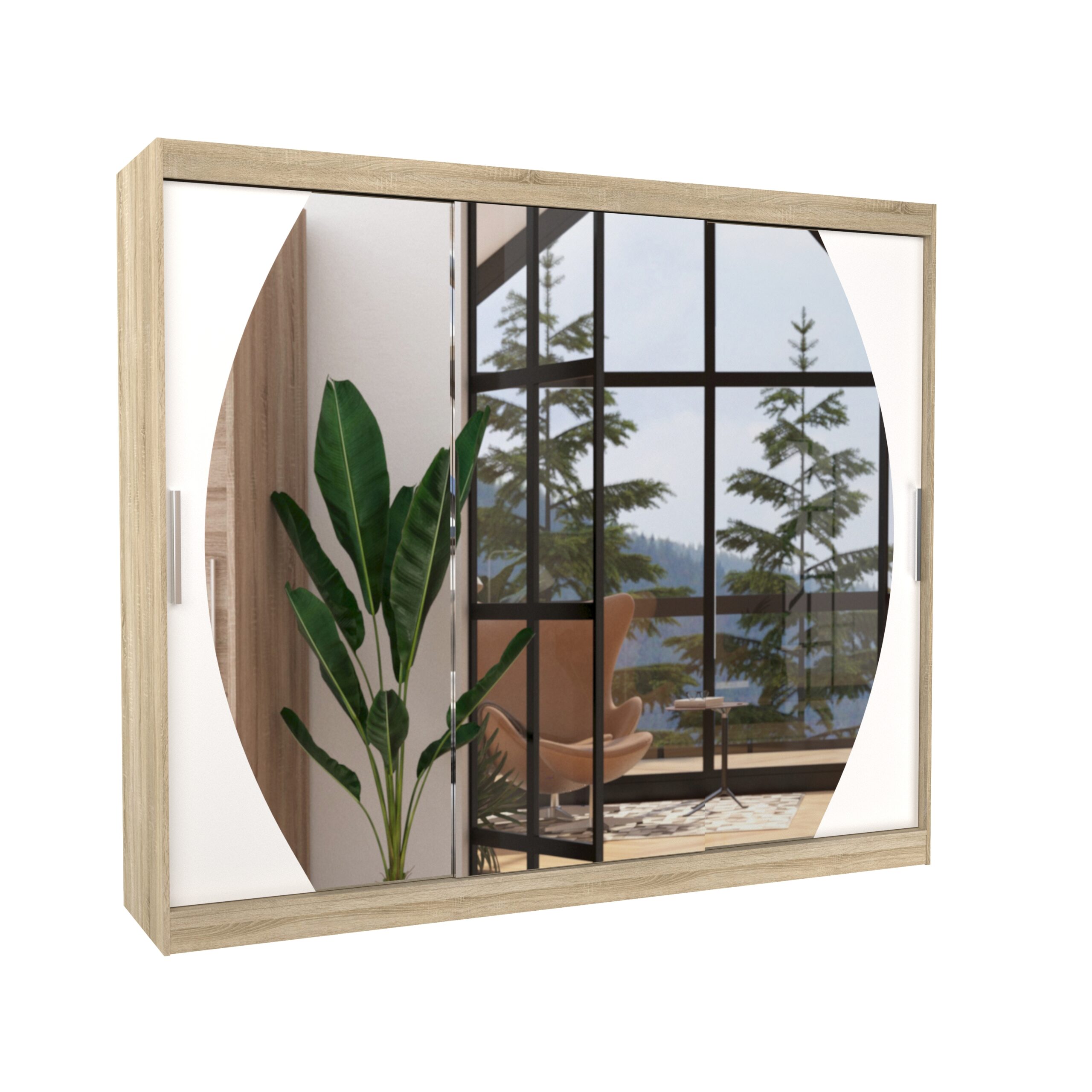 Tolóajtós gardrób Tükrös tolóajtós szekrény CAMBE 250 - Sonoma Tolóajtós gardrób Tükrös tolóajtós szekrény CAMBE 250 - Sonoma - Image 3