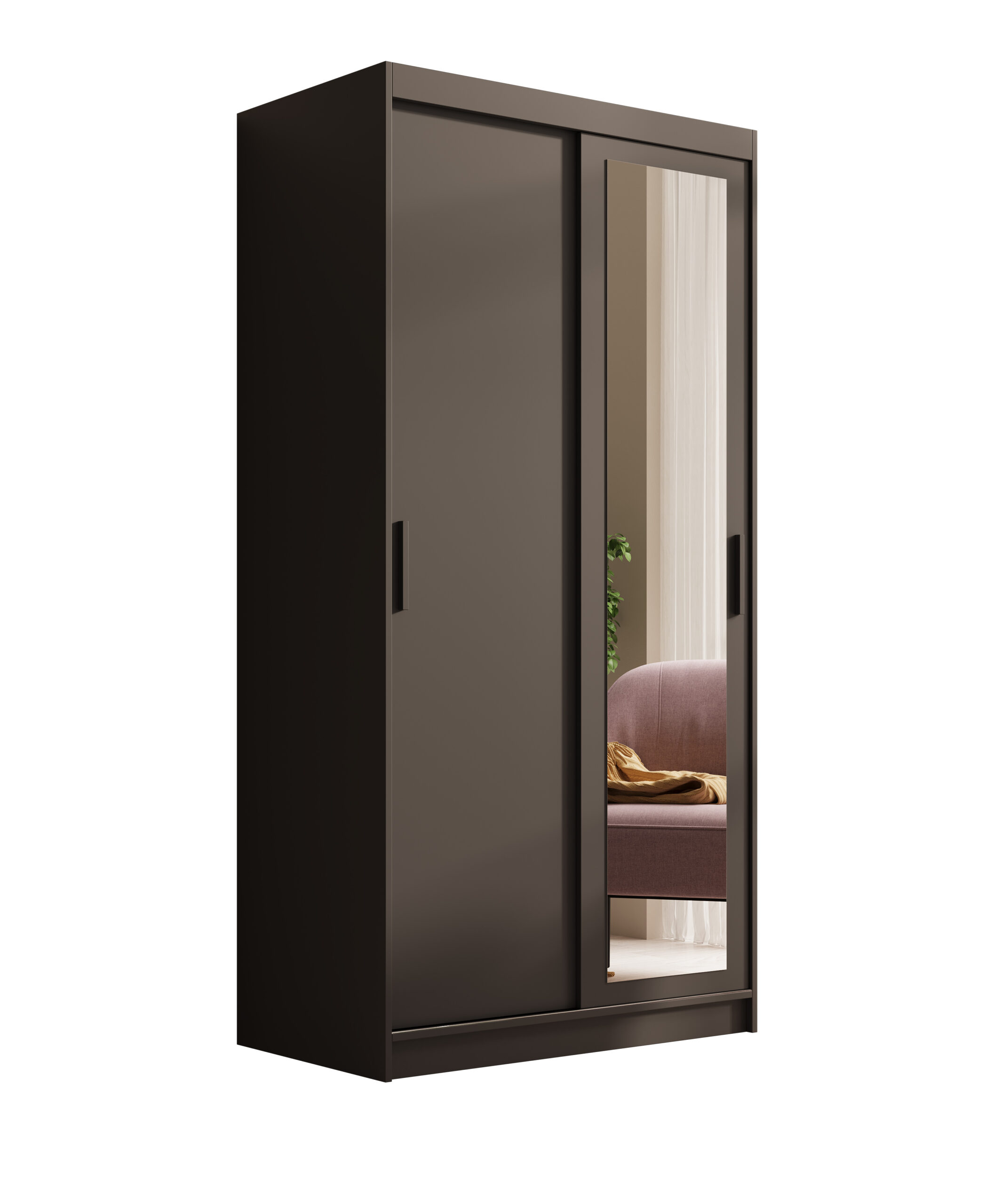 Tolóajtós gardrób Hailey 100 tükrös tolóajtós szekrény - Fekete Hailey 100 tükrös tolóajtós szekrény