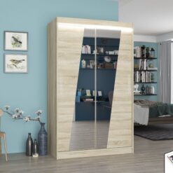 Tükörrel és LED világítással ellátott tolóajtós szekrény TEXAS 120