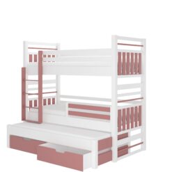 Emeletes ágy Háromszintes emeletes ágy matraccal HIPPO 180x80 - Fehér Fehér