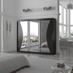 Tolóajtós gardrób Tükrös tolóajtós szekrény DIEGO 250 - Fekete Fekete