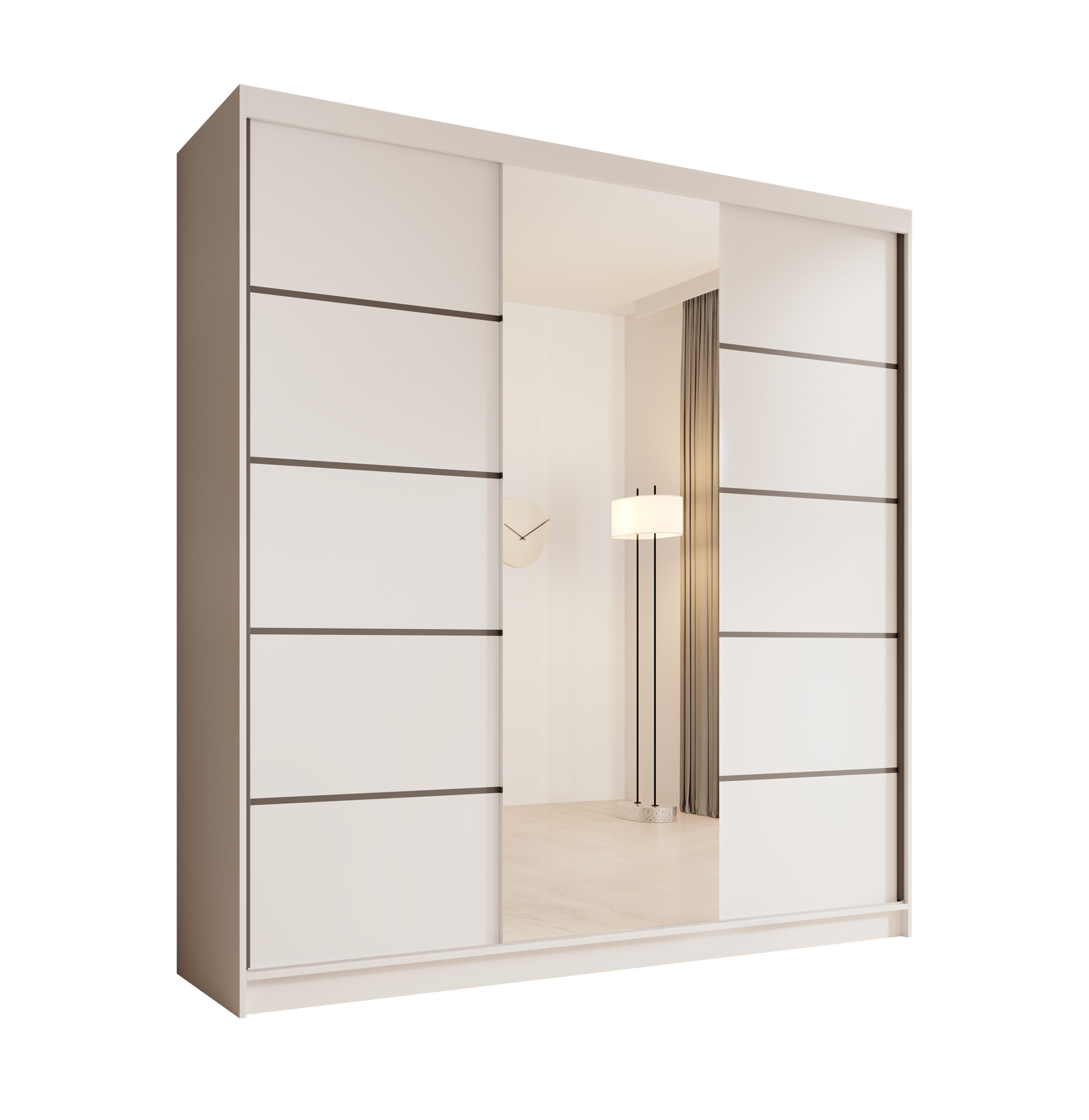 Tolóajtós gardrób Sonic tükrös tolóajtós szekrény 200 - Fehér Sonic tükrös tolóajtós szekrény 200