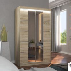 Tükörrel és LED világítással ellátott tolóajtós szekrény GENUA 120