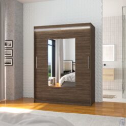 Tükörrel és LED világítással ellátott tolóajtós szekrény DORRIGO 150
