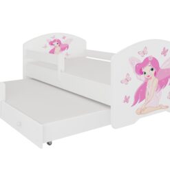 Gyerekágy Kétszemélyes ágy korláttal és matracokkal PEPE II GIRL WITH WINGS 160x80 - Fehér Fehér