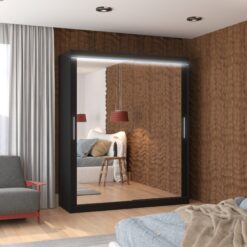 Tolóajtós szekrény tükörrel és LED világítással ETTORE 180