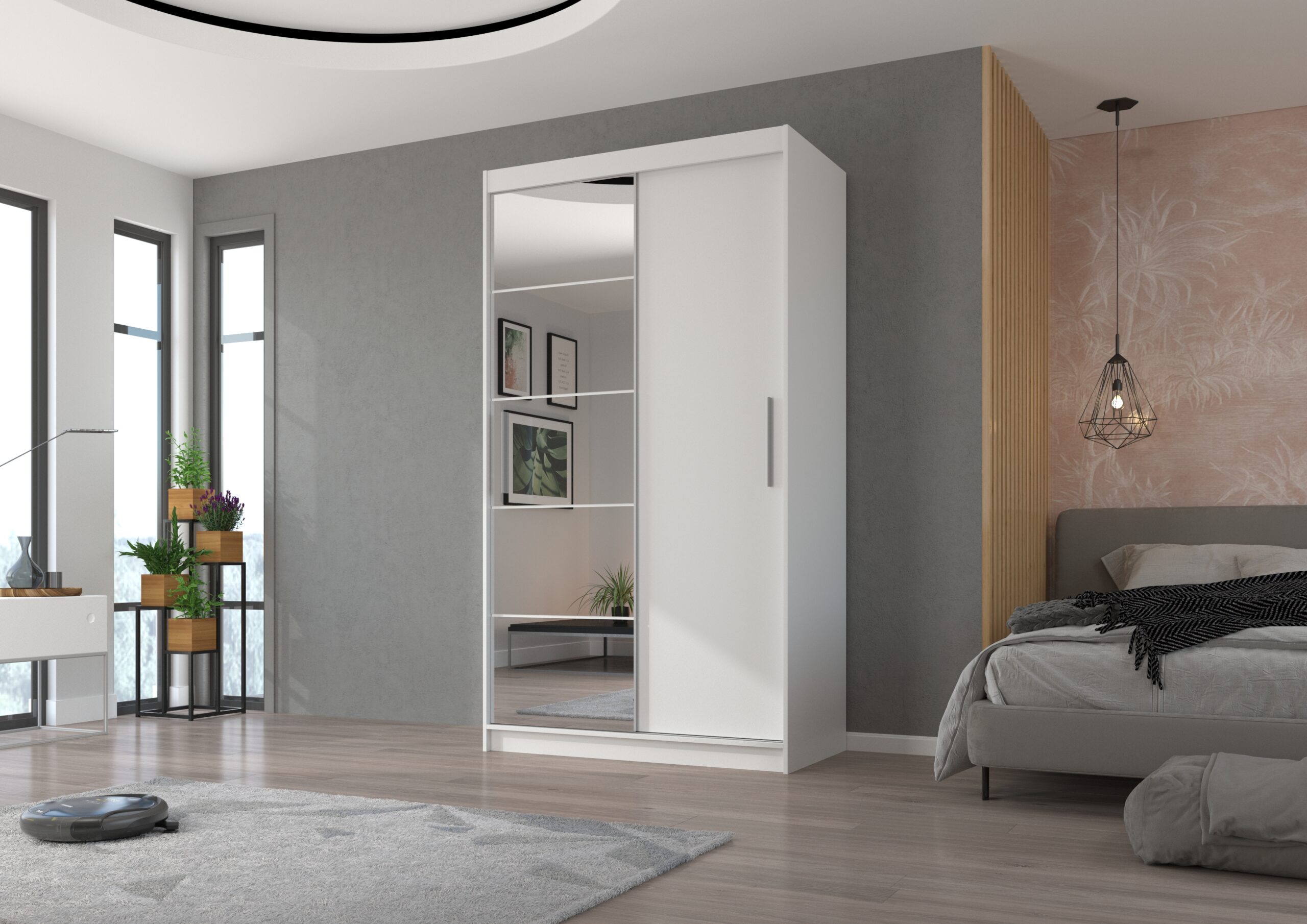 Tolóajtós gardrób Tolóajtós szekrény tükörrel ESTI 120 - Fekete Tolóajtós szekrény tükörrel ESTI 120