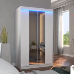 Tükörrel és LED világítással ellátott tolóajtós szekrény MARVIN 120