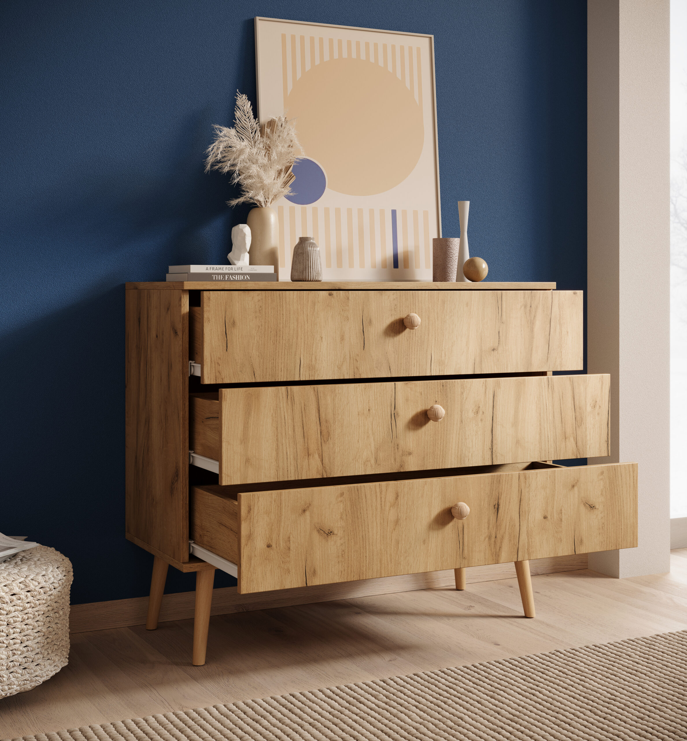 Beni komód - Amat tölgyfa fehér komód – Beni komód - Amat tölgyfa enteriőr fotó 3