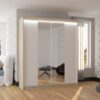 Tolóajtós gardrób Tolóajtós szekrény tükörrel és LED világítással BALANCE 180 - Sonoma Tolóajtós szekrény tükörrel és LED világítással BALANCE 180