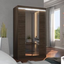 Tükörrel és LED világítással ellátott tolóajtós szekrény MARVIN 120