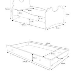 Gyerekágy Ágy matraccal és fiókkal BEAR BLUE 160x80 - Kék