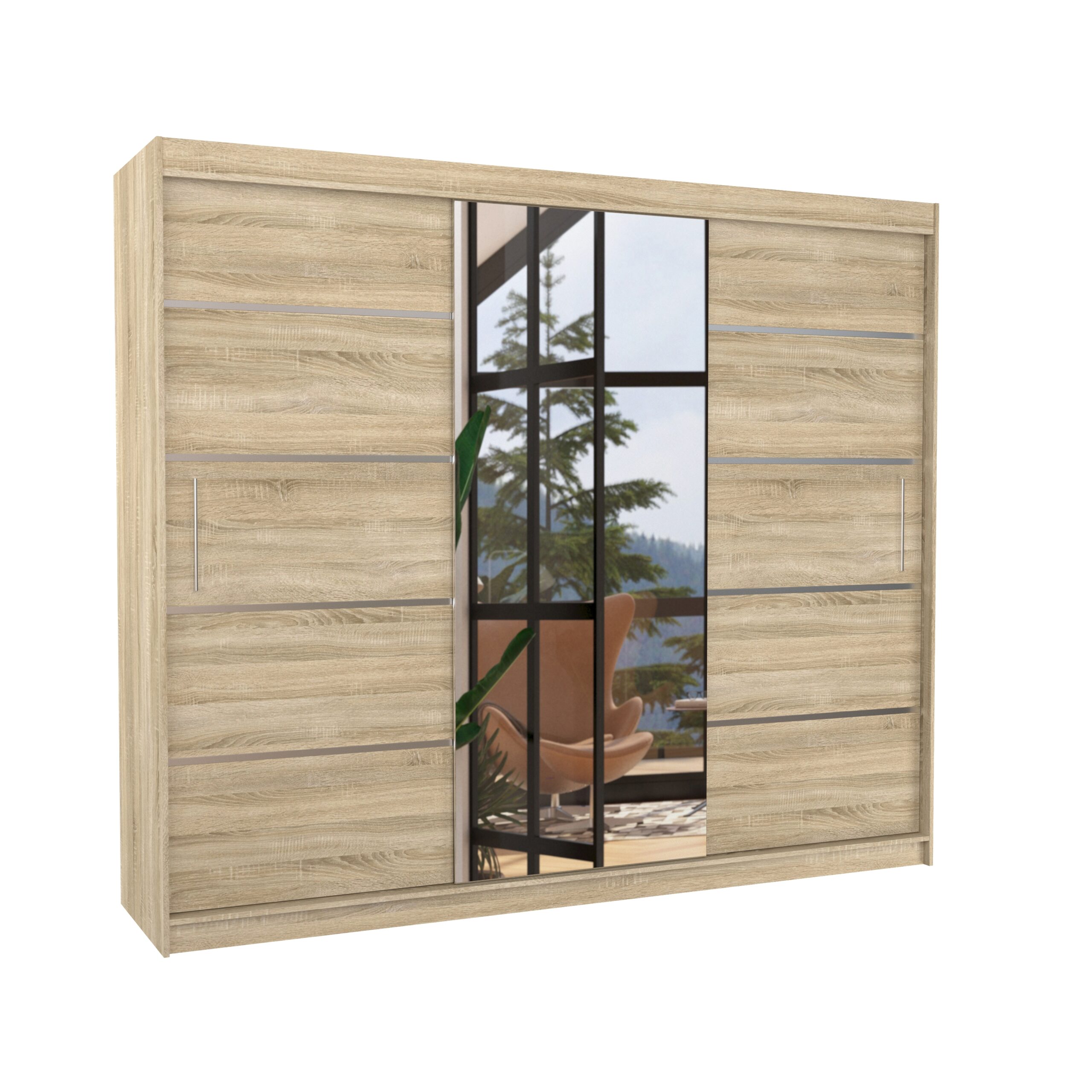Tolóajtós gardrób Tükrös tolóajtós szekrény SALTO 250 - Sonoma Tolóajtós gardrób Tükrös tolóajtós szekrény SALTO 250 - Sonoma - Image 3