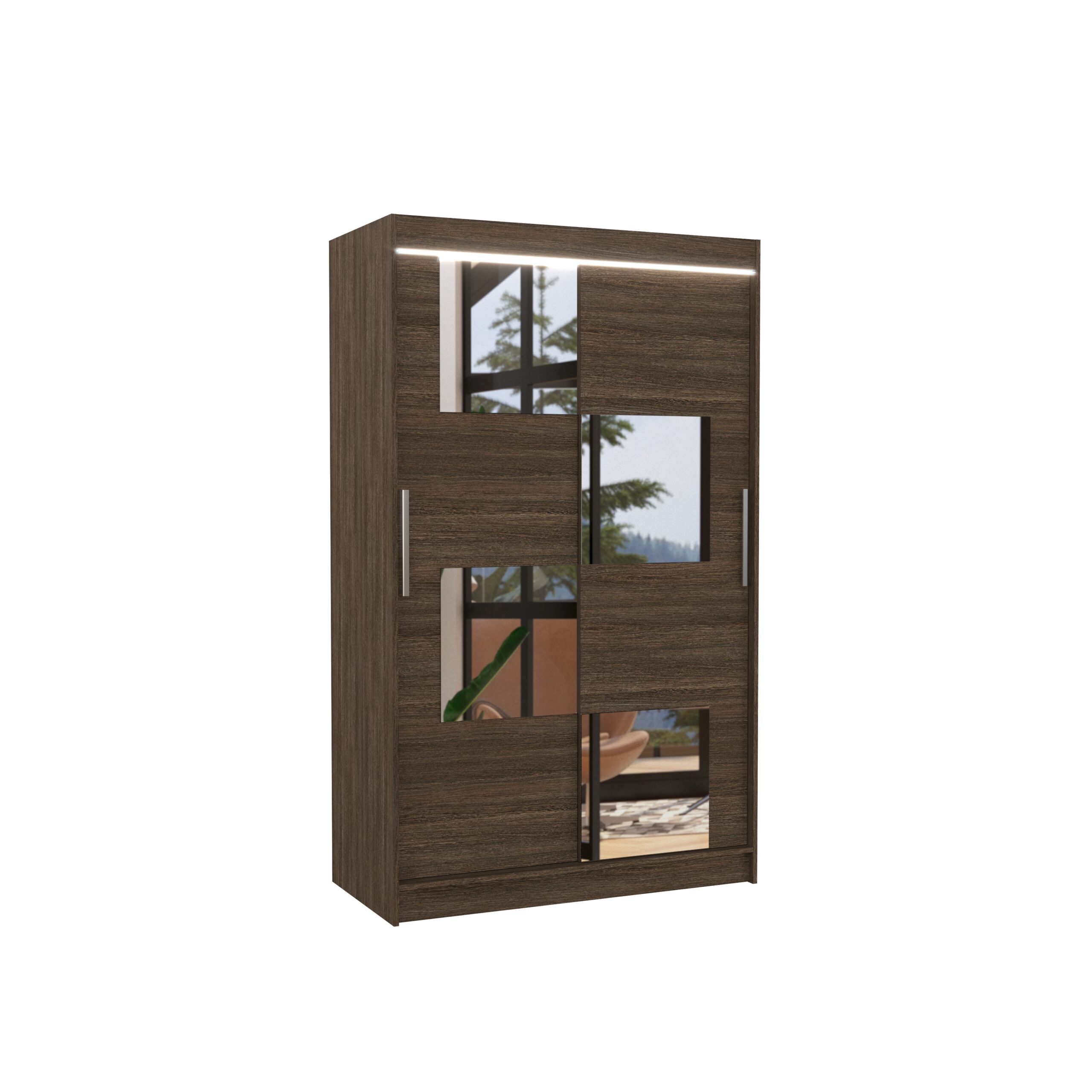 Tolóajtós gardrób Tükörrel és LED világítással ellátott tolóajtós szekrény LUGANO 120 - Csoki Csoki