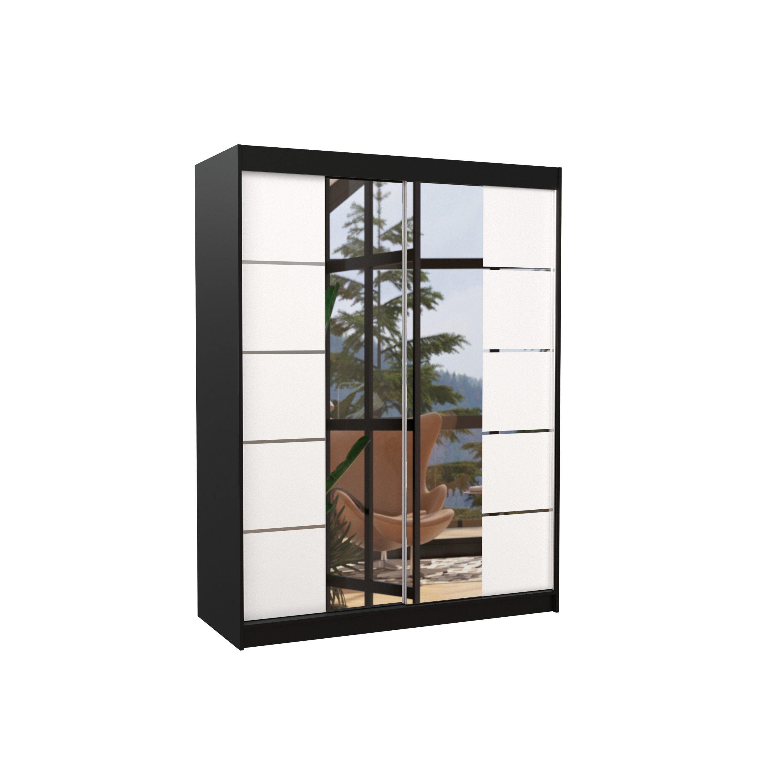 Tolóajtós gardrób Tolóajtós szekrény NORDIC 150 - Fekete Tolóajtós gardrób Tolóajtós szekrény NORDIC 150 - Fekete - Image 3