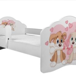 Gyerekágy Ágy matraccal és korláttal CASIMO TWO DOGS 140x70 - Fehér Fehér
