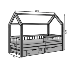 Gyermekágy Artes házikó ágy matraccal - Fehér