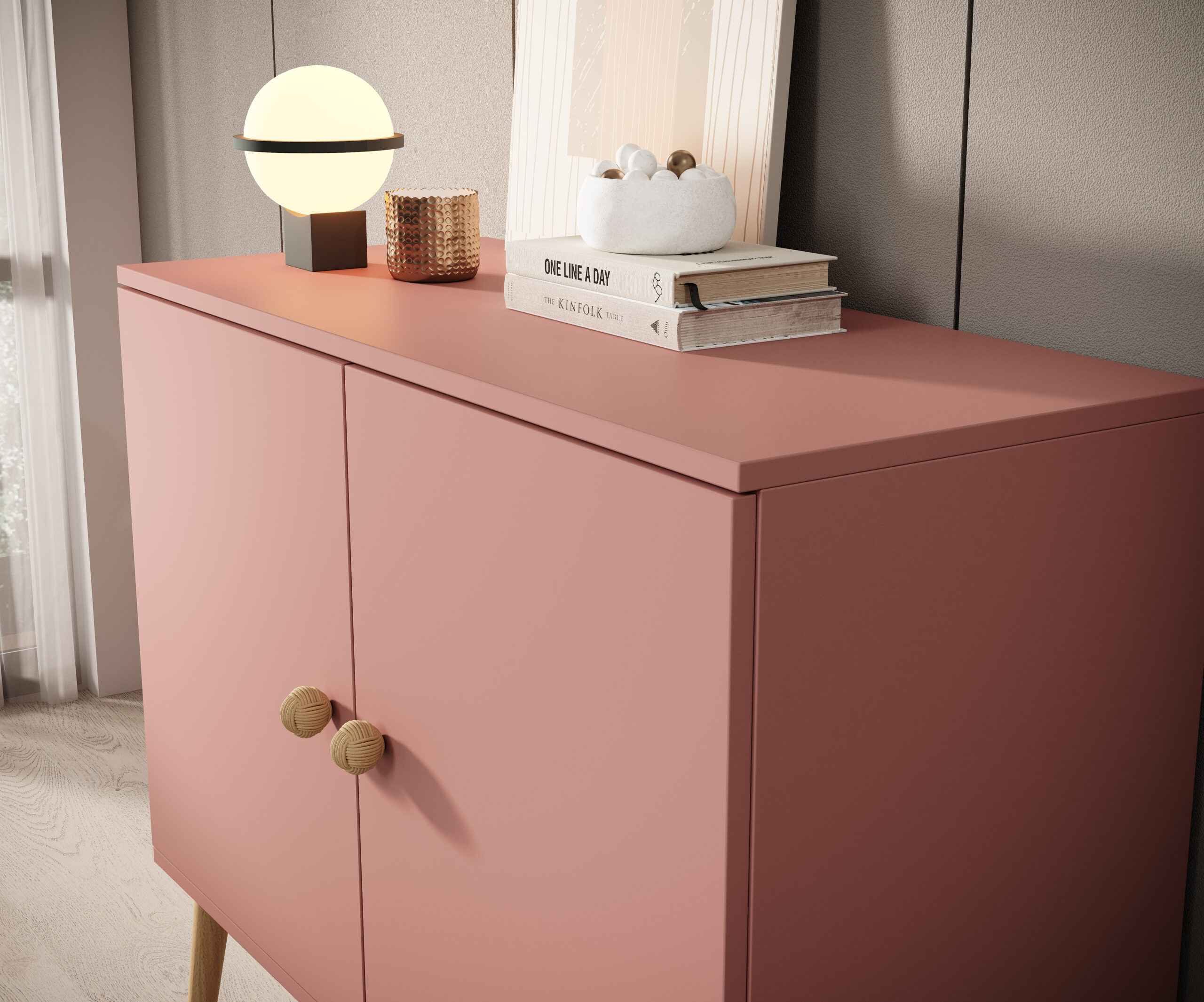 Deri komód - Rózsaszín Deri komód - Rózsaszín - Image 4
