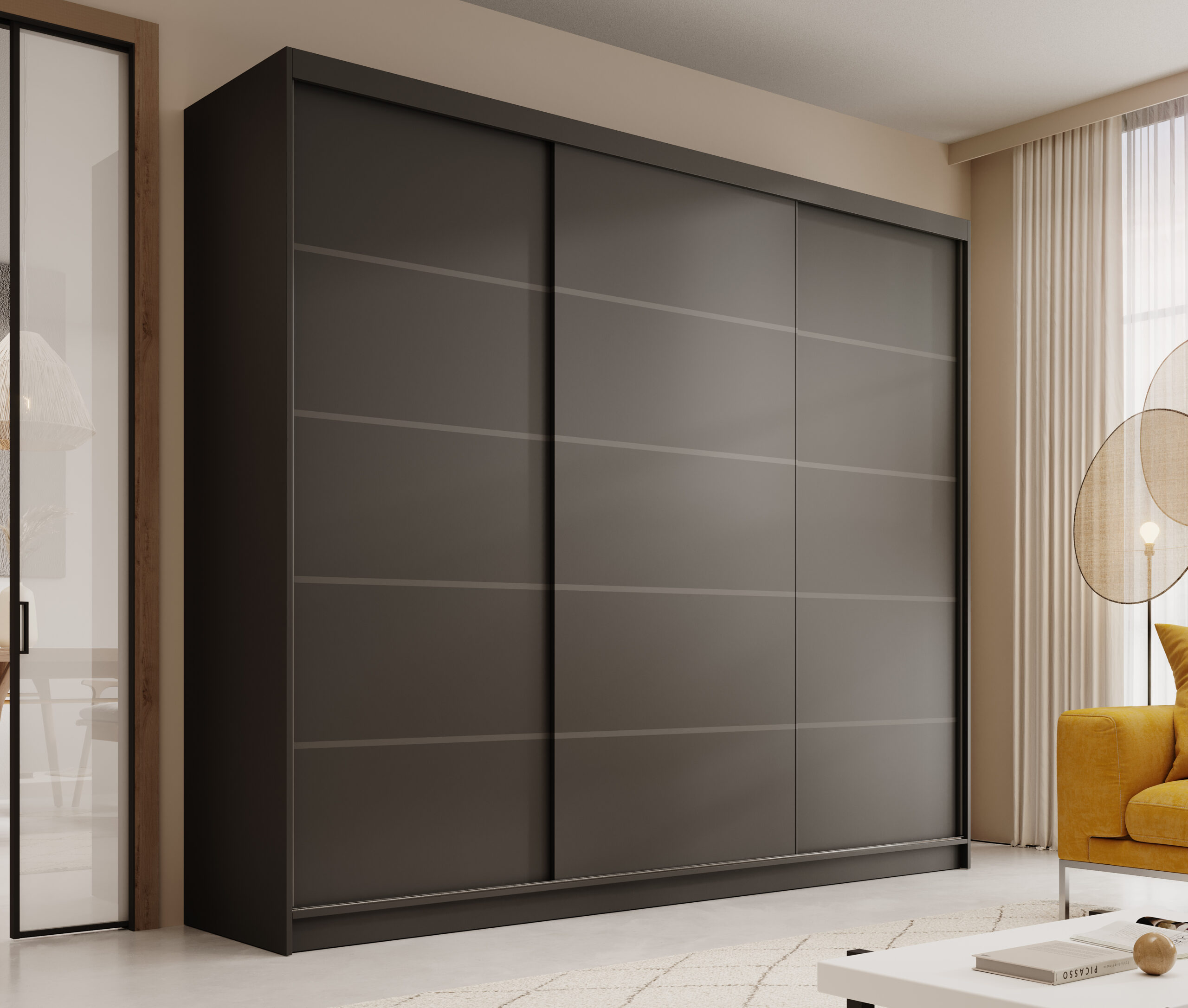 Tolóajtós gardrób Tolóajtós szekrény Andy 250 - Fekete Fekete