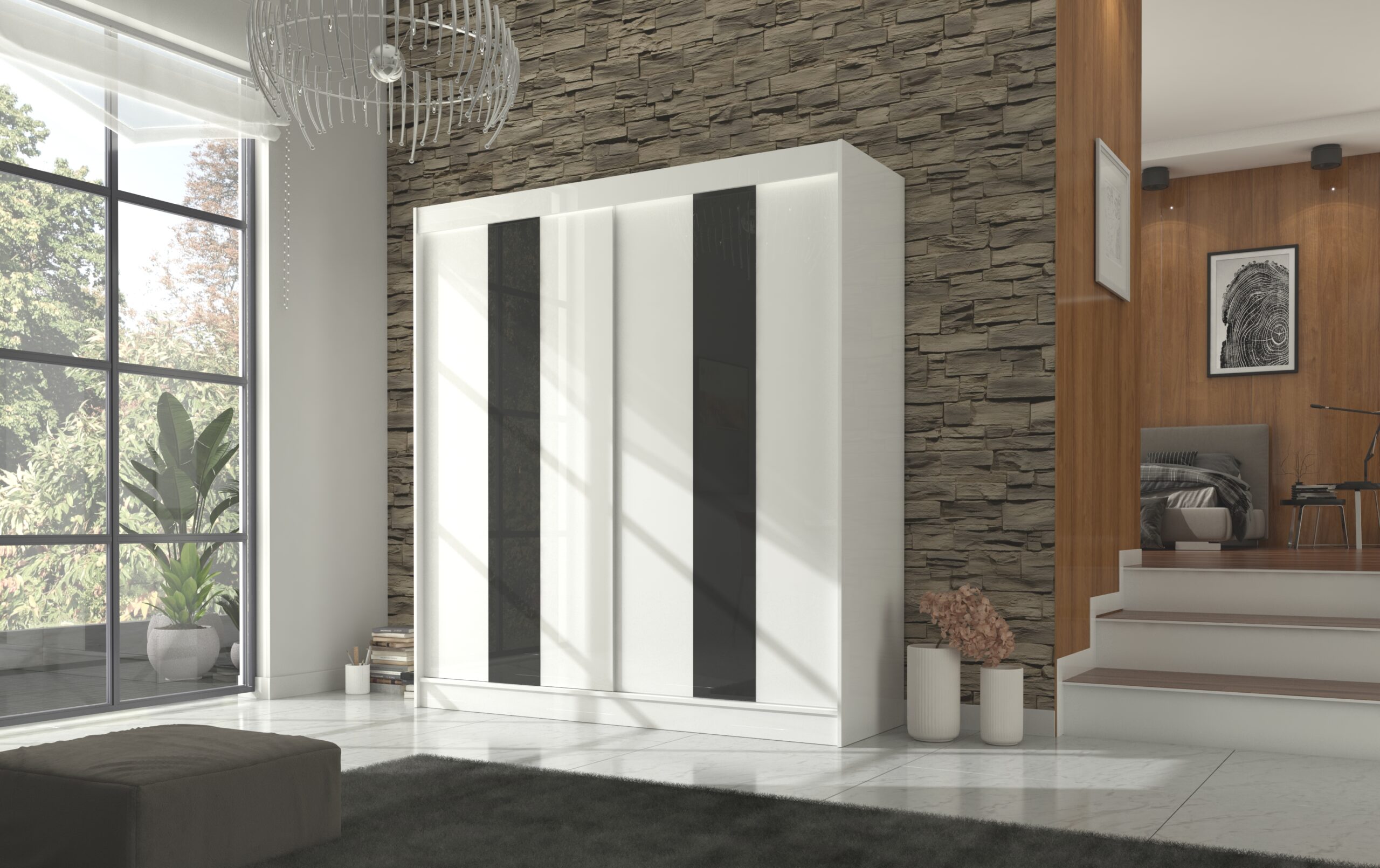 Tolóajtós gardrób Tolóajtós szekrény KAREN 200 - Fehér Tolóajtós szekrény KAREN 200