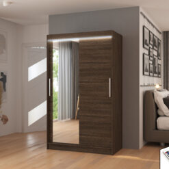 Tükörrel és LED világítással ellátott tolóajtós szekrény BARIO 120