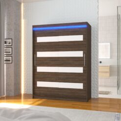 Lacobelell és LED világítással ellátott tolóajtós szekrény MARTINEZ 150