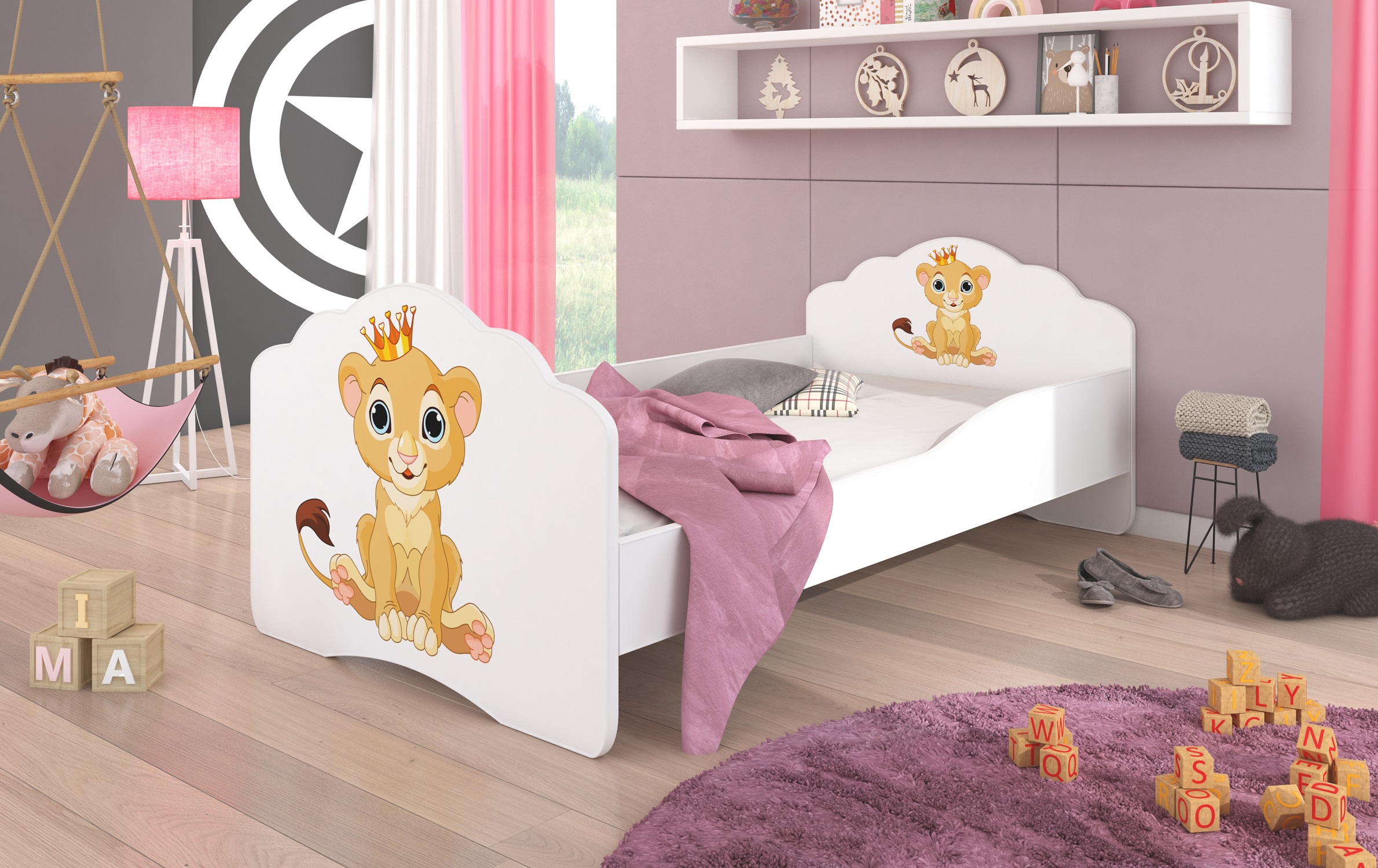 Gyerekágy Ágy matraccal CASIMO LION 140x70 - Fehér Ágy matraccal CASIMO LION 140x70