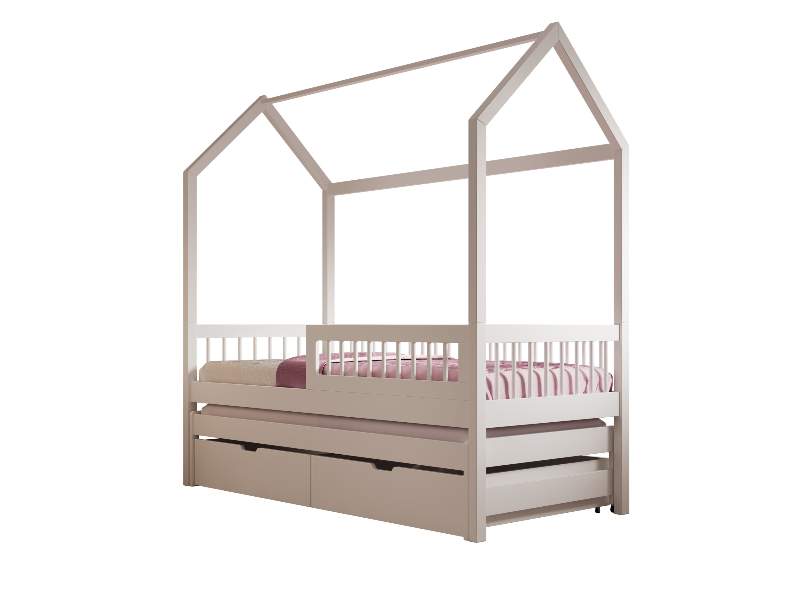 Gyermekágy Artes II házikó ágy matraccal - Fehér Artes II házikó ágy matraccal