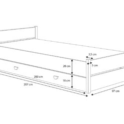 Ifjúsági ágy MARCELLO gyerekágy matraccal és fiókkal - Fehér