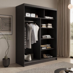 Tolóajtós gardrób Tolóajtós szekrény Calma 150 - Fekete