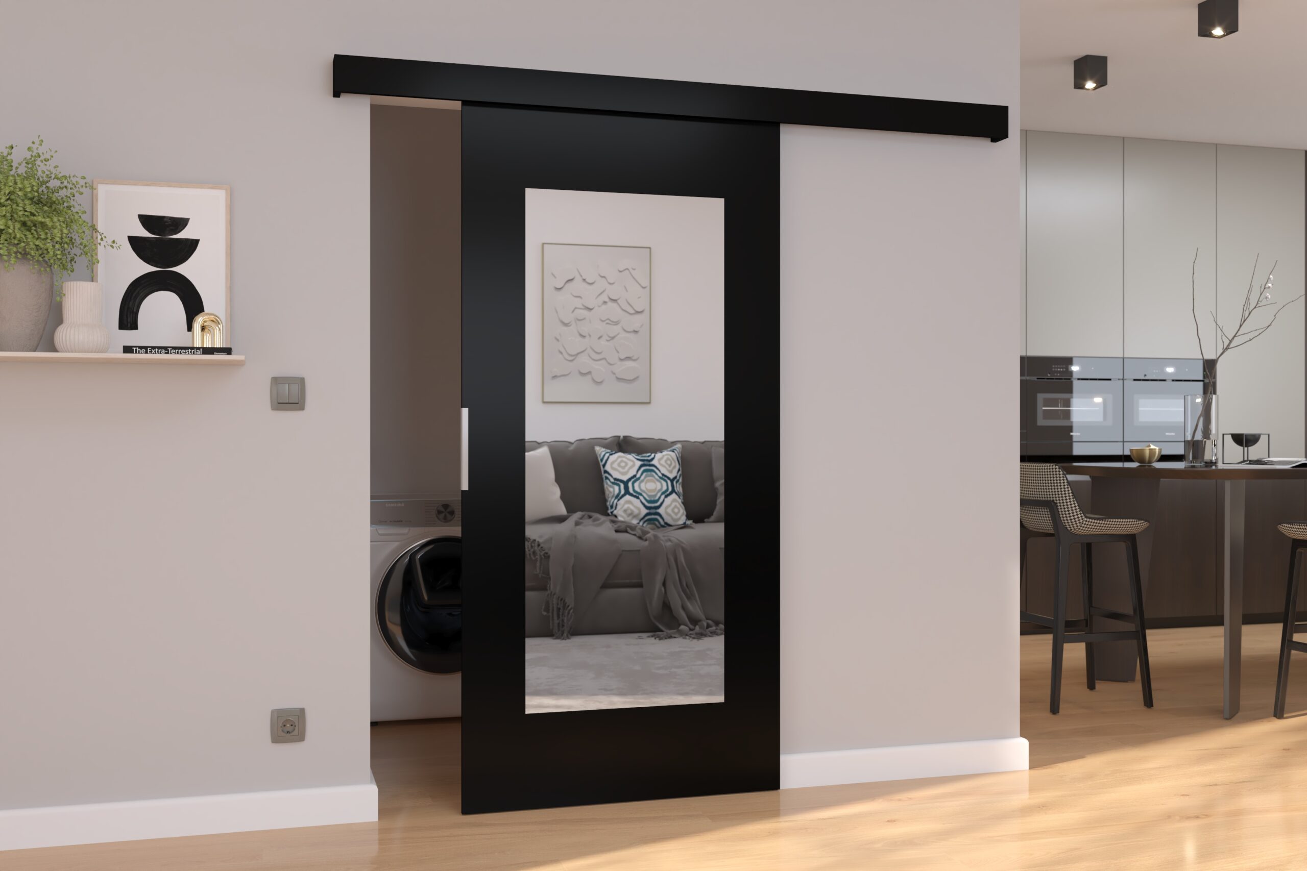 Falra szerelhető tolóajtó NELA 106 - Fekete Falra szerelhető tolóajtó NELA 106