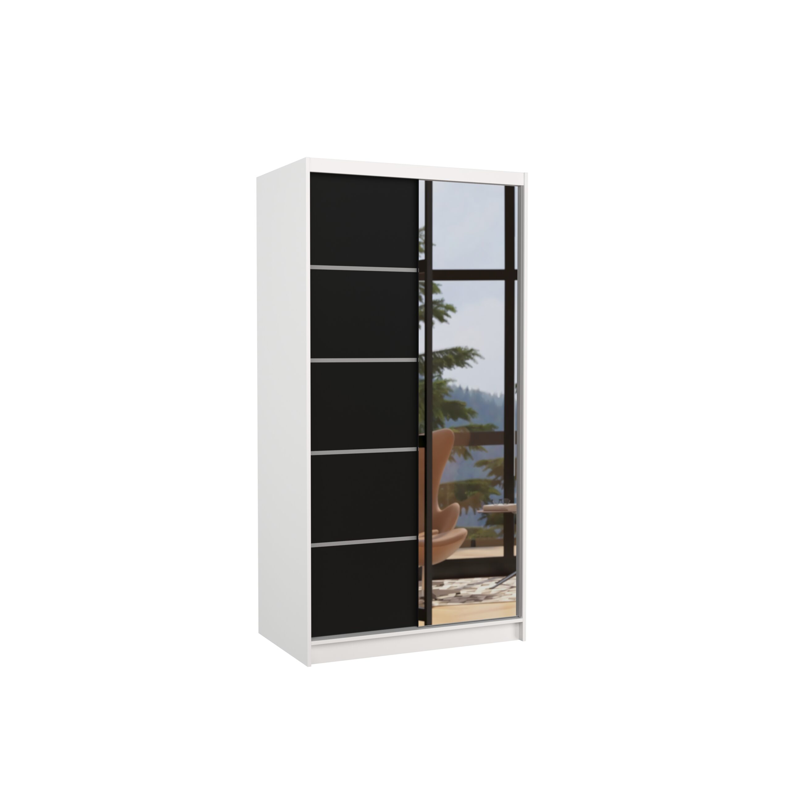 Tolóajtós gardrób Biztonsági tükrös tolóajtós szekrény ORLANDO 100 - Fehér Fehér