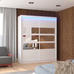 Tükörrel és LED világítással ellátott tolóajtós szekrény TOLEDO 180
