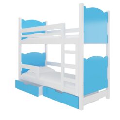 Gyerekágy Kétszemélyes emeletes ágy matracokkal MARABA - Fehér Fehér