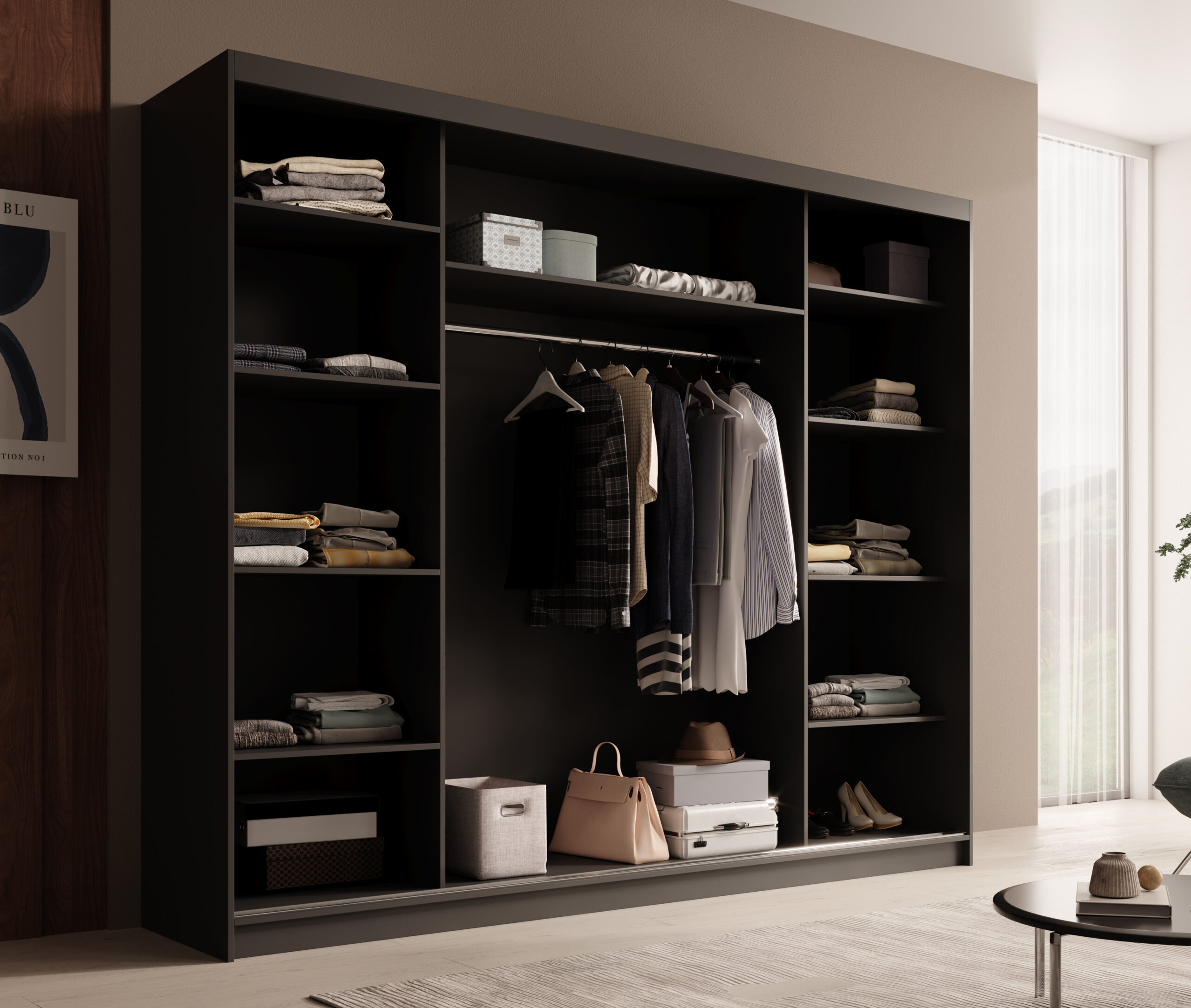 Tolóajtós gardrób Tolóajtós szekrény Etna 250 - Fekete Tolóajtós gardrób Tolóajtós szekrény Etna 250 - Fekete - Image 3