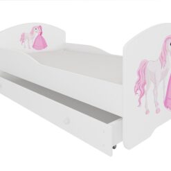 Gyerekágy Ágy matraccal és fiókkal PEPE PRINCESS AND HORSE 160x80 - Fehér Fehér