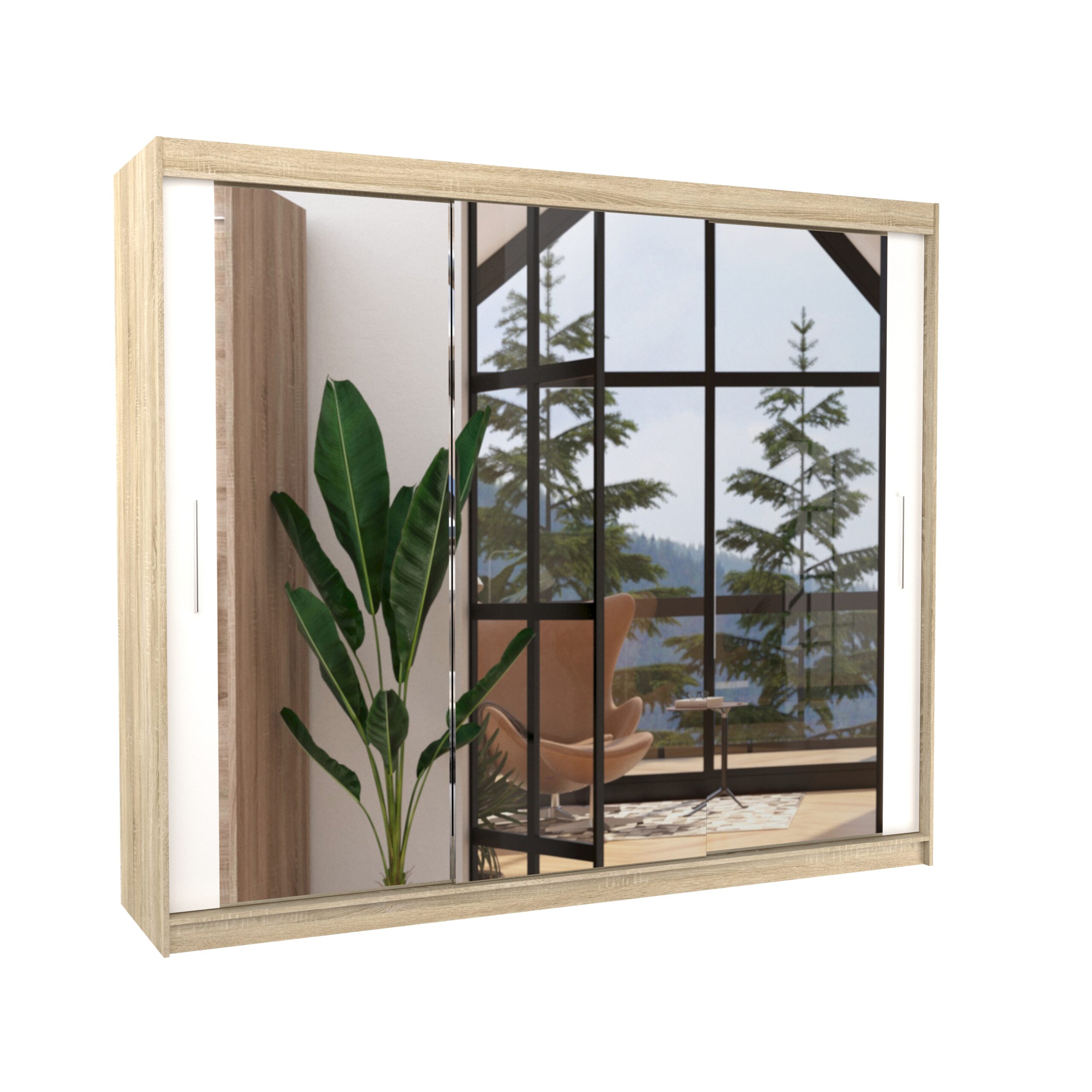 Tolóajtós gardrób Tükrös tolóajtós szekrény CHESTER 250 - Sonoma Tolóajtós gardrób Tükrös tolóajtós szekrény CHESTER 250 - Sonoma - Image 3