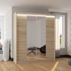 Tolóajtós szekrény tükörrel és LED világítással BALANCE 180